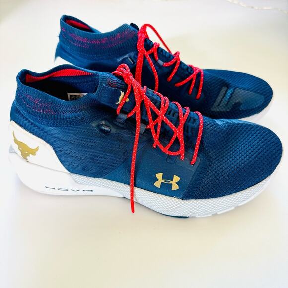 UNDER ARMOUR Navy Blue Red White HOVR Veterans Rock Collab Sneakers Shoes 7.5 main image 9